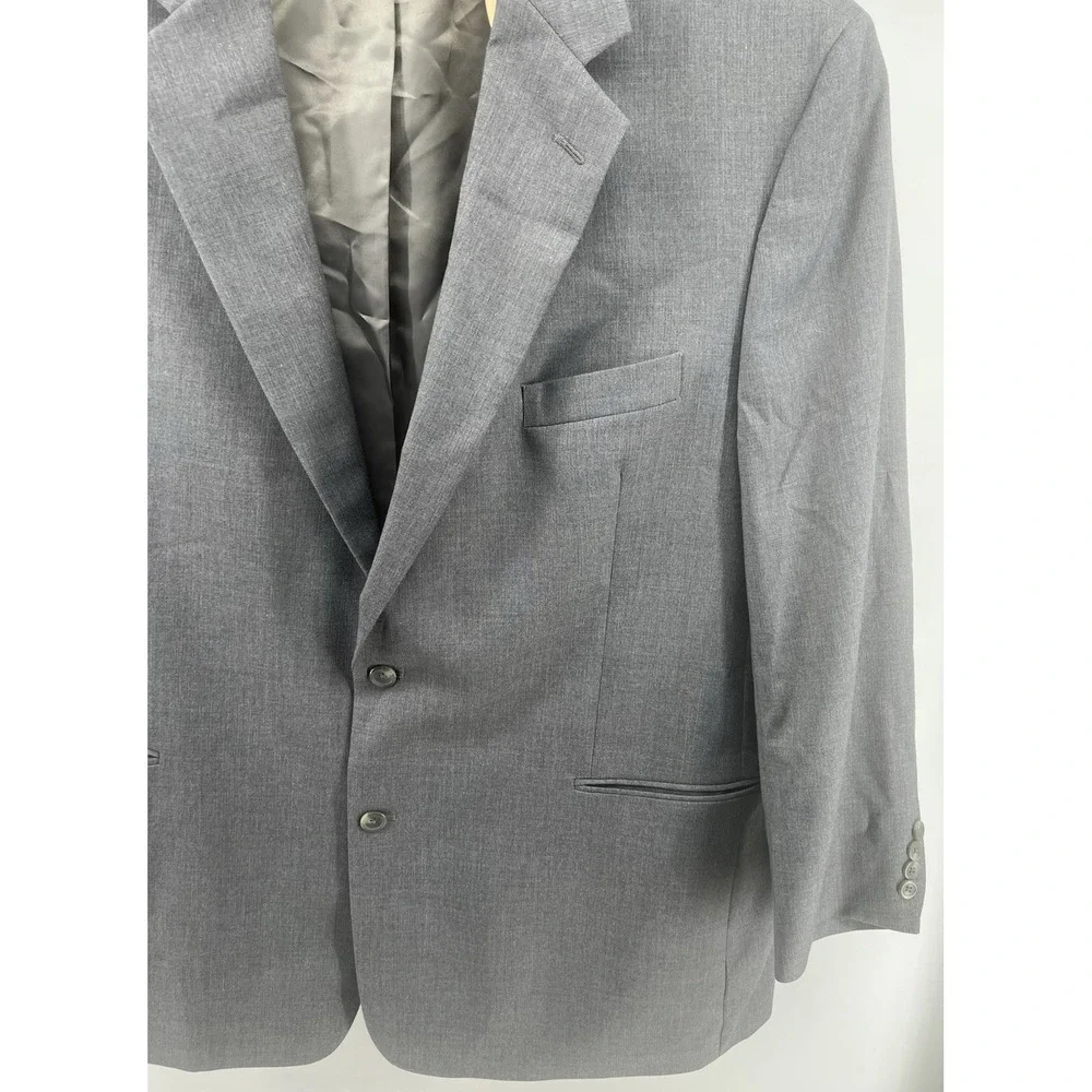 Geoffrey Beene 54R Mens Suit Jacket Blazer Gray Polyester Rayon Blend 2 Button